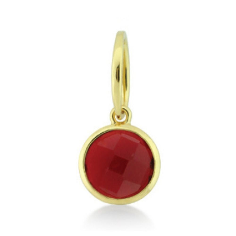 Birthstone Pendant gold-tone with red faceted round gem, October color on Tampa Home & Garden Store