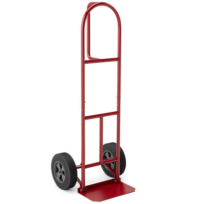 Diablo de carga con mango en P, ruedas de 10 pulgadas y plataforma de carga plegable - Rojo