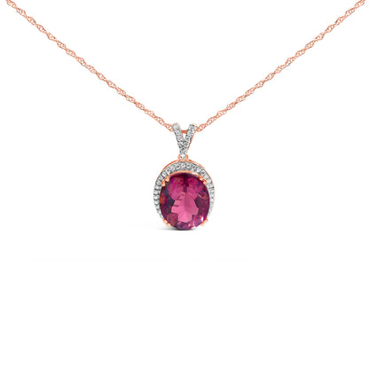 Rose gold vermeil sterling silver necklace with oval pink quartz pendant and pave diamonds on Tampa Home & Garden Store