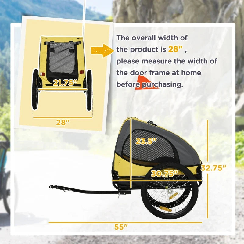 Dog Bike Trailer by Furr Baby Gifts, yellow and black pet stroller on Tampa Home & Garden Store