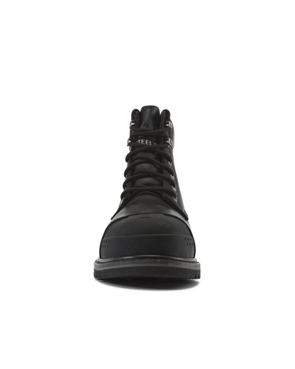 Kiwi Premium Black Action Leather 6" Steel Toe Waterproof Cap-Toe Work Boots [P69004]