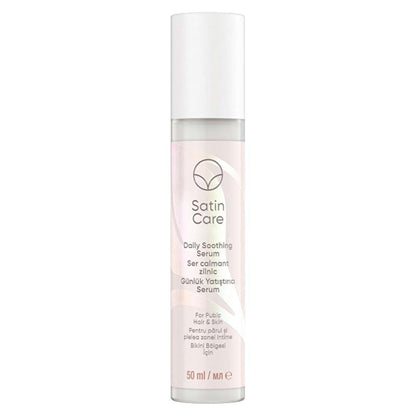 Satin Care Daily Soothing Serum bottle with white cap, pink label, 50 ml for bikini area on Tampa Home & Garden Store