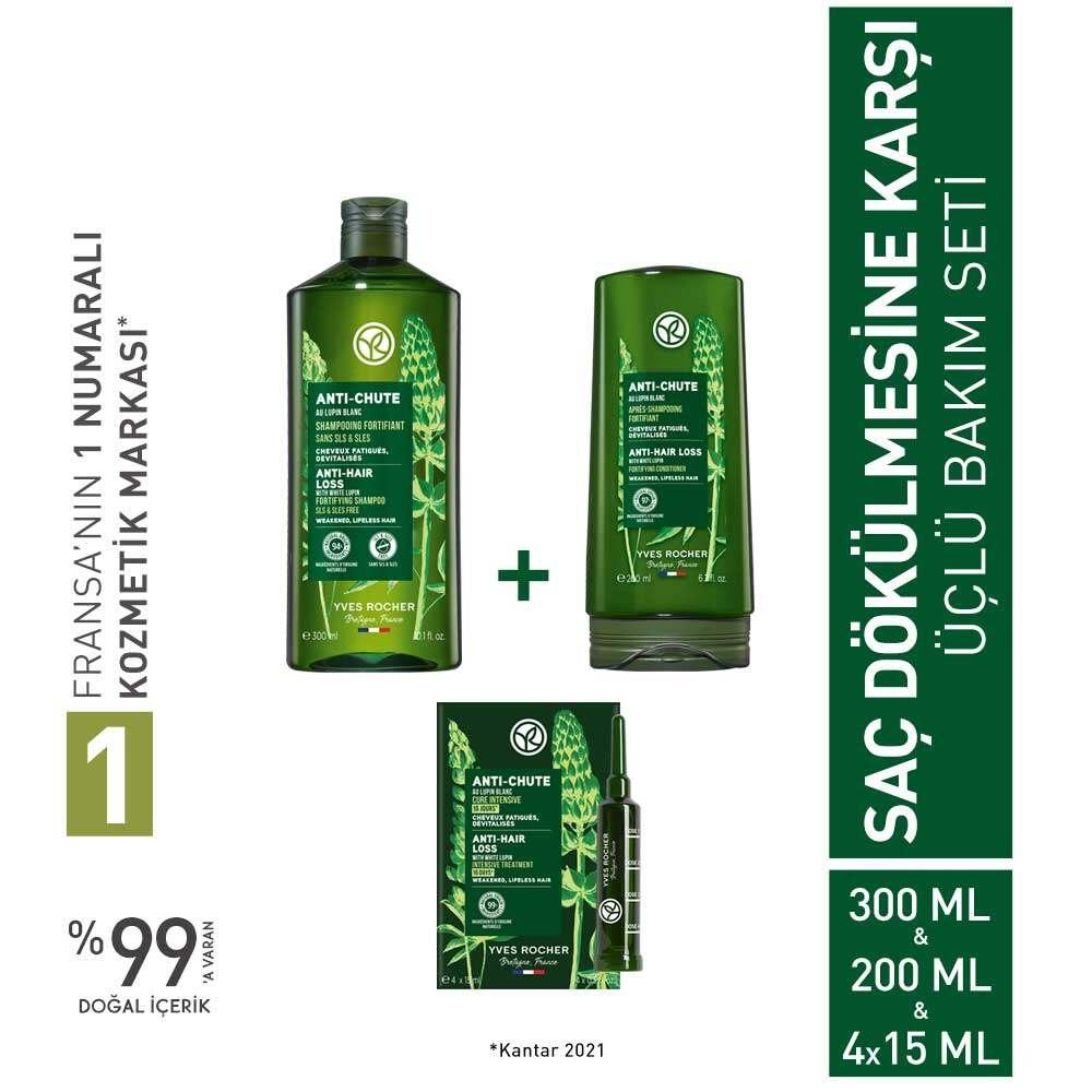 Hair care set Yves Rocher anti-hair loss 3-piece kit in green packaging with bottles and box on Tampa Home & Garden Store