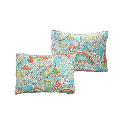 Colcha de cama de día de 4 piezas Aqua Paisley Floral