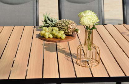 Panama Dark rectangular outdoor table with black frame and light wood slats LifestyleGarden US on Tampa Home & Garden Store