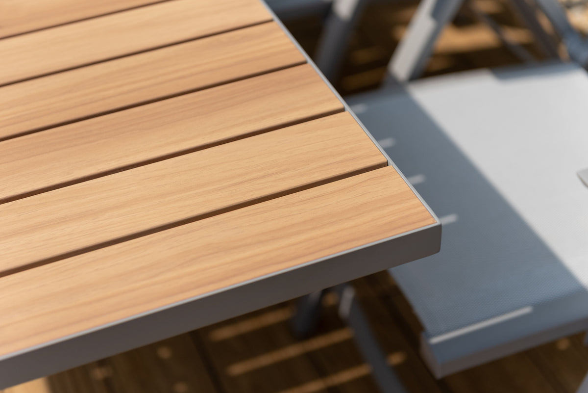 Panama Light rectangular outdoor table with light wood slats and metal frame on Tampa Home & Garden Store