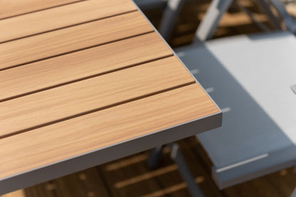 Panama Light rectangular outdoor table with light wood slats and metal frame on Tampa Home & Garden Store