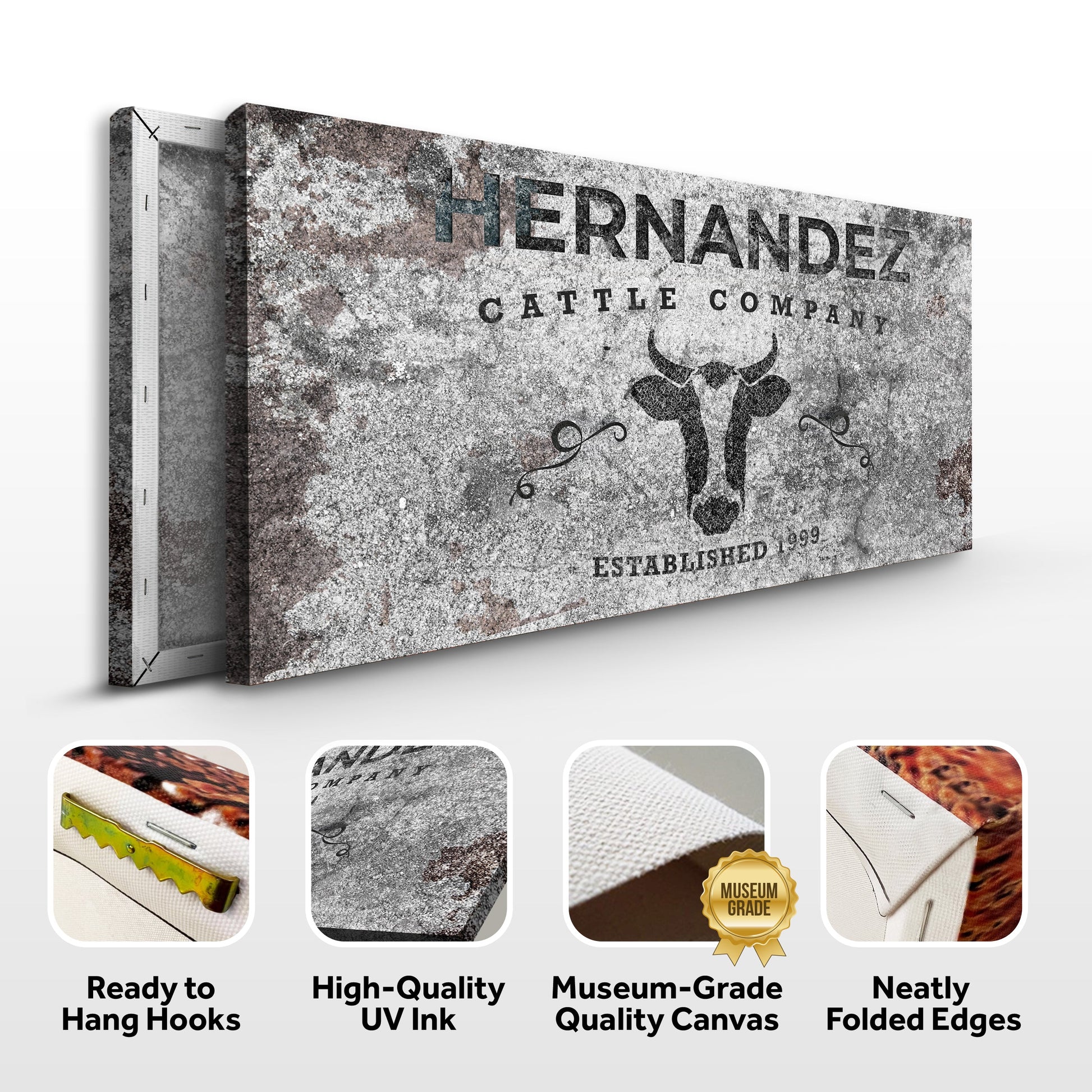 Cattle Company Sign II canvas by Tailored Canvases with weathered gray texture on Tampa Home & Garden Store