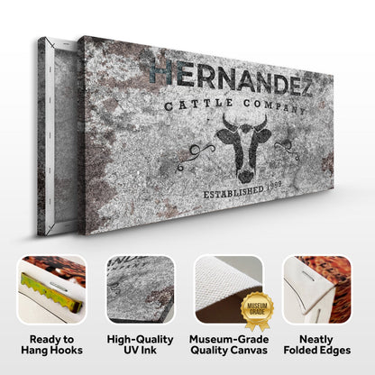 Cattle Company Sign II canvas by Tailored Canvases with weathered gray texture on Tampa Home & Garden Store