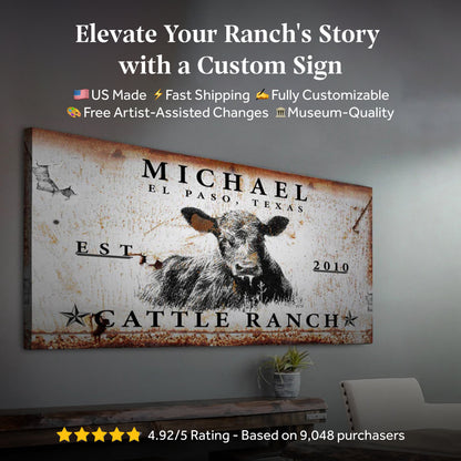 Cattle Ranch Sign X canvas by Tailored Canvases with rustic weathered finish on Tampa Home & Garden Store