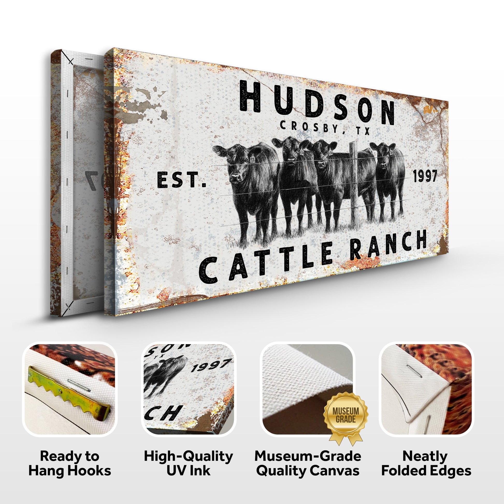 Personalized Cattle Ranch Rustic Sign II canvas by Tailored Canvases, crafting canvas on Tampa Home & Garden Store