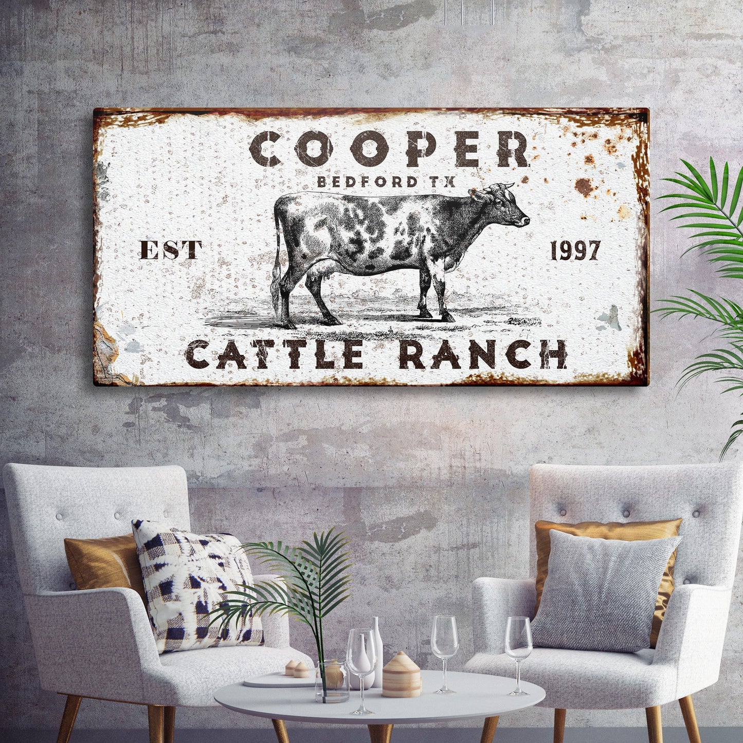 Personalized Cattle Ranch Rustic Sign II canvas by Tailored Canvases on Tampa Home & Garden Store