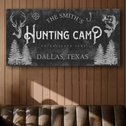 Fishing And Hunting Sign III canvas with deer left and fish right by Tailored Canvases on Tampa Home & Garden Store