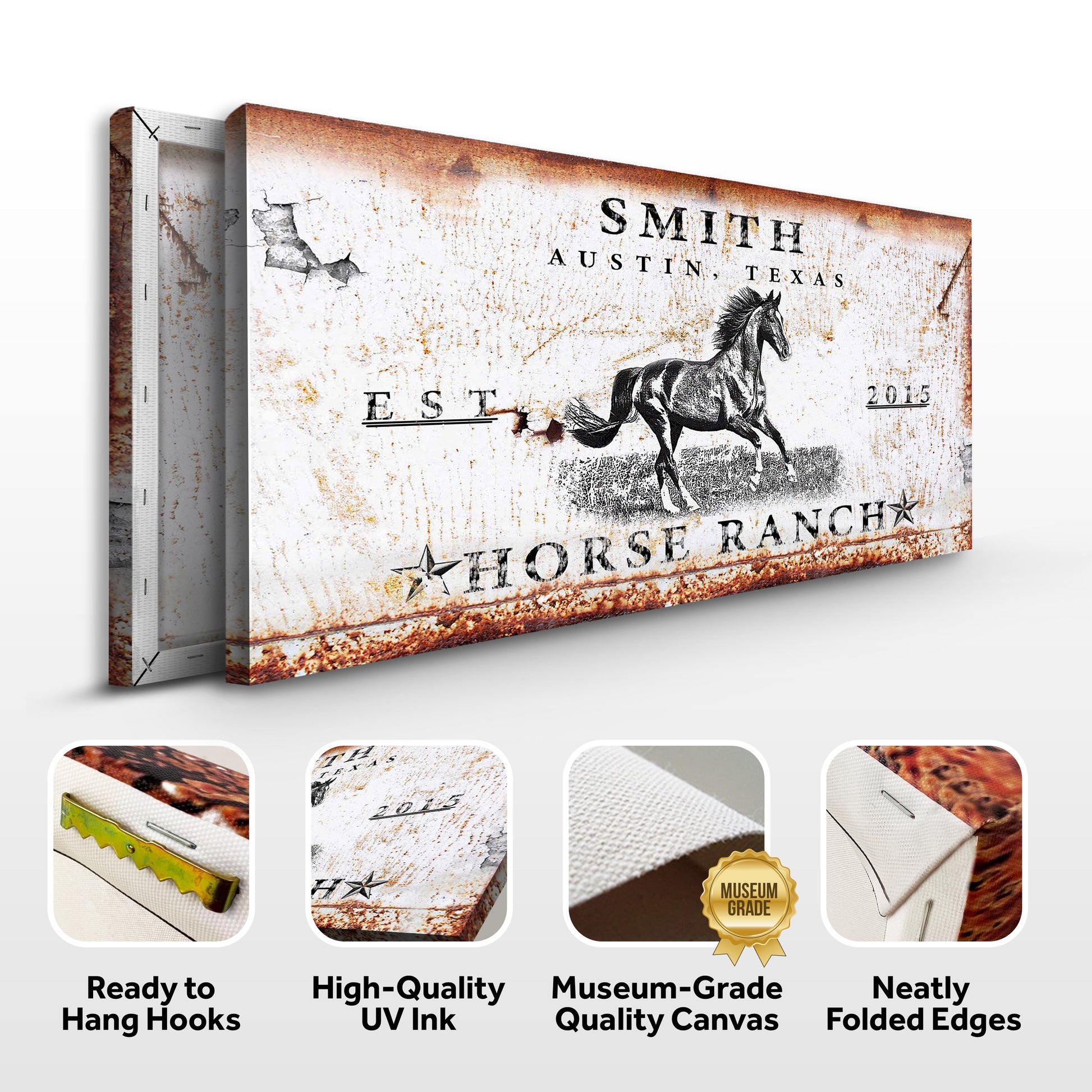 Rustic Horse Ranch Sign canvas by Tailored Canvases; weathered, textured horse art on Tampa Home & Garden Store