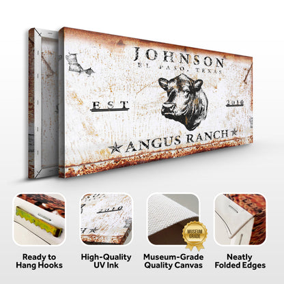 Angus Ranch Sign III crafting canvas by Tailored Canvases with rustic white and cow artwork on Tampa Home & Garden Store