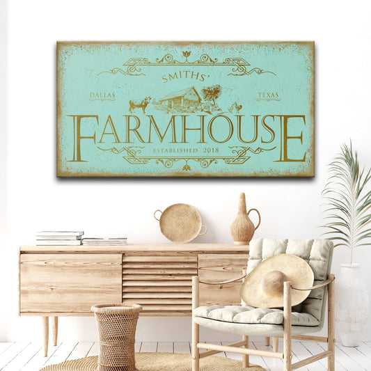 Rustic Farmhouse Sign IV canvas by Tailored Canvases in teal with gold lettering Crafting Canvas on Tampa Home & Garden Store