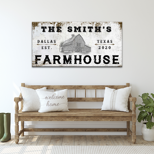 Farmhouse Sign IV canvas craft decor with distressed white barn print Tailored Canvases on Tampa Home & Garden Store