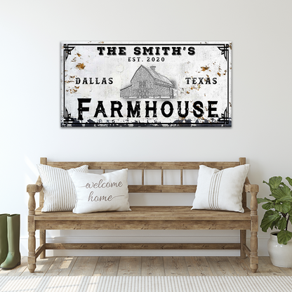 Farmhouse Sign IV canvas by Tailored Canvases, rustic distressed farmhouse wall art on Tampa Home & Garden Store