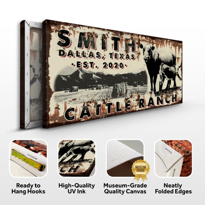 Cattle Ranch Vintage Sign canvas by Tailored Canvases, rustic distressed sign on Tampa Home & Garden Store