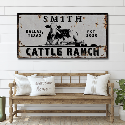 Angus Cattle Ranch Sign canvas Tailored Canvases cow graphic bold CATTLE RANCH on Tampa Home & Garden Store