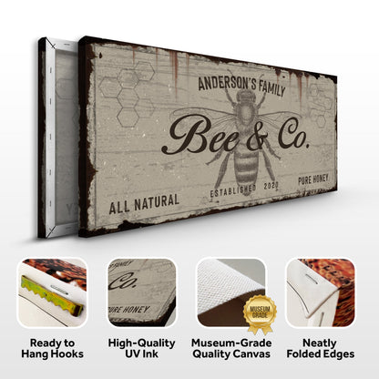 Bee and Co Sign II canvas by Tailored Canvases, rustic vintage honey bee sign on Tampa Home & Garden Store