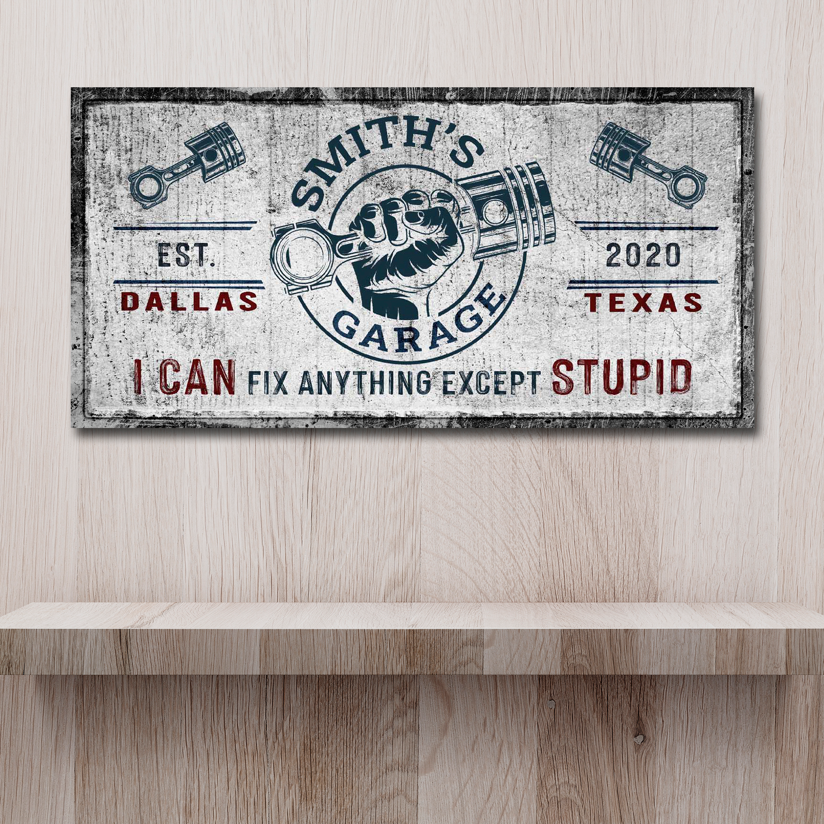 Family Garage Sign canvas by Tailored Canvases with vintage wrench motif Dallas 2020 Texas on Tampa Home & Garden Store