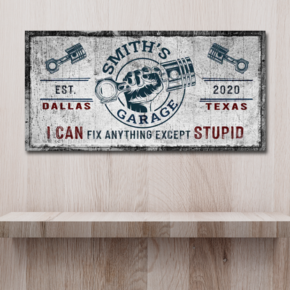 Family Garage Sign canvas by Tailored Canvases with vintage wrench motif Dallas 2020 Texas on Tampa Home & Garden Store