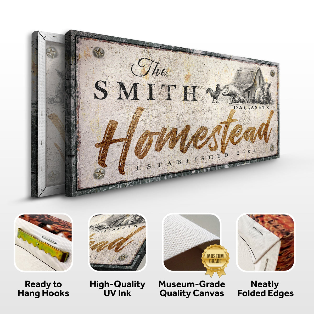 Homestead Sign IV canvas by Tailored Canvases, distressed vintage farm sign print on Tampa Home & Garden Store