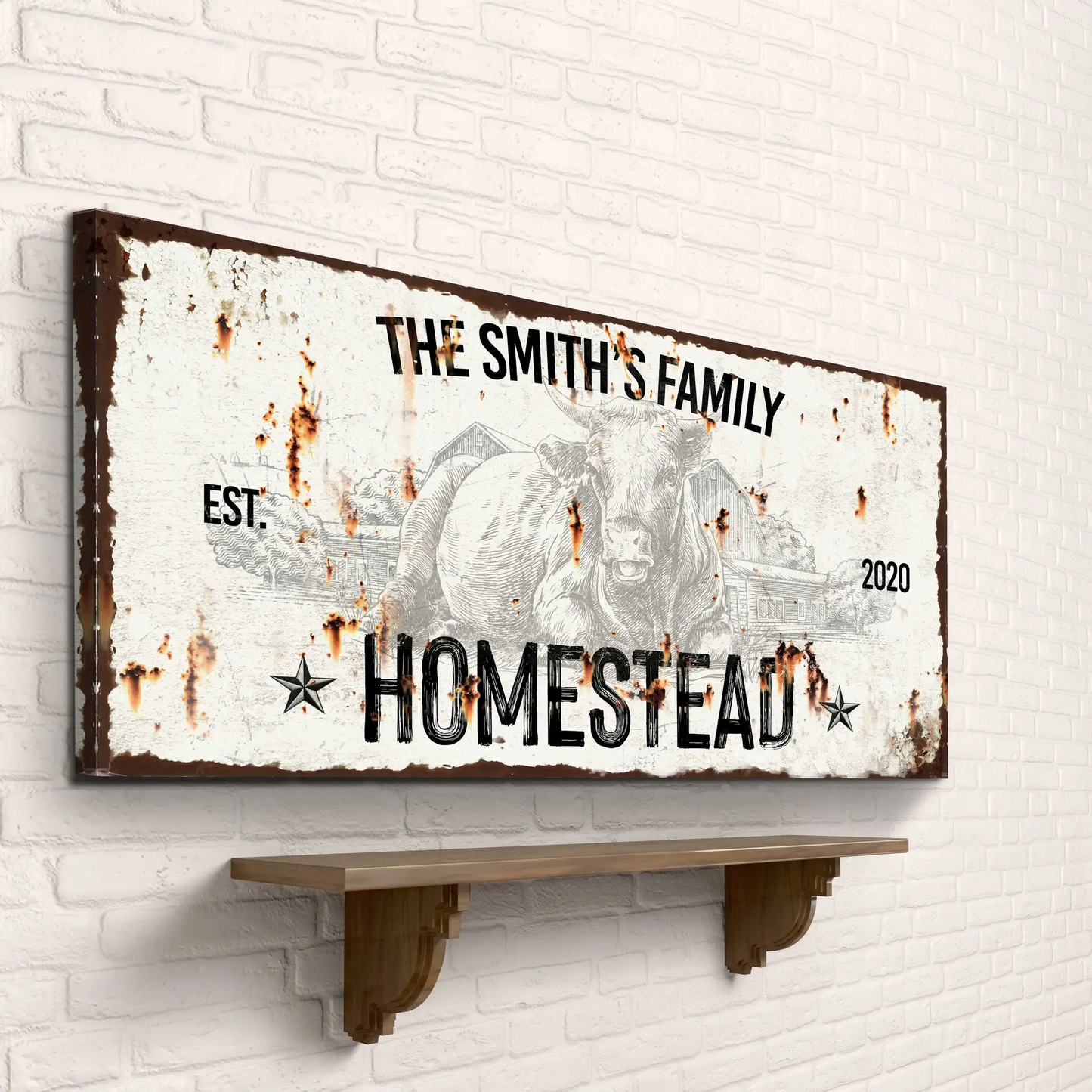 Rustic Homestead Sign canvas by Tailored Canvases featuring vintage distressed print on Tampa Home & Garden Store