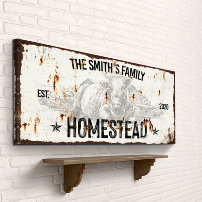 Rustic Homestead Sign canvas by Tailored Canvases featuring vintage distressed print on Tampa Home & Garden Store