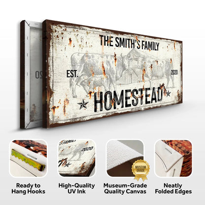 Rustic Homestead Sign canvas by Tailored Canvases with weathered rust frame and farm scene on Tampa Home & Garden Store