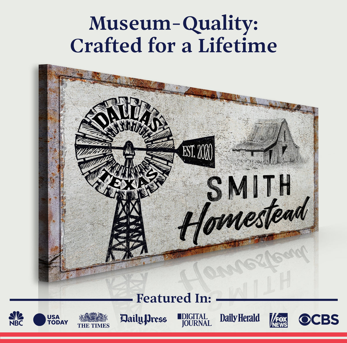 Homestead Sign II canvas with rustic weathered texture and windmill graphic on Tampa Home & Garden Store