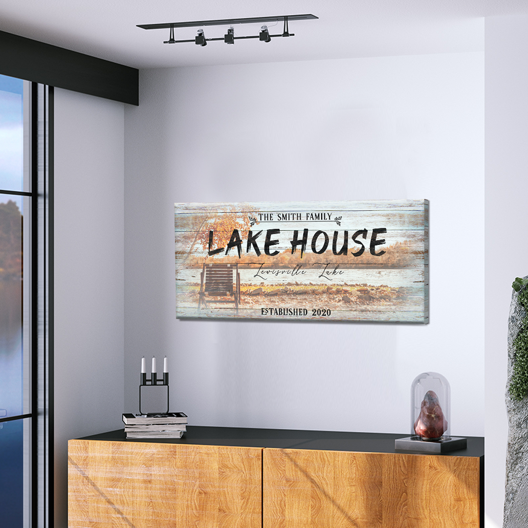 Vintage Lake House Sign canvas by Tailored Canvases, crafting canvas with weathered wood on Tampa Home & Garden Store