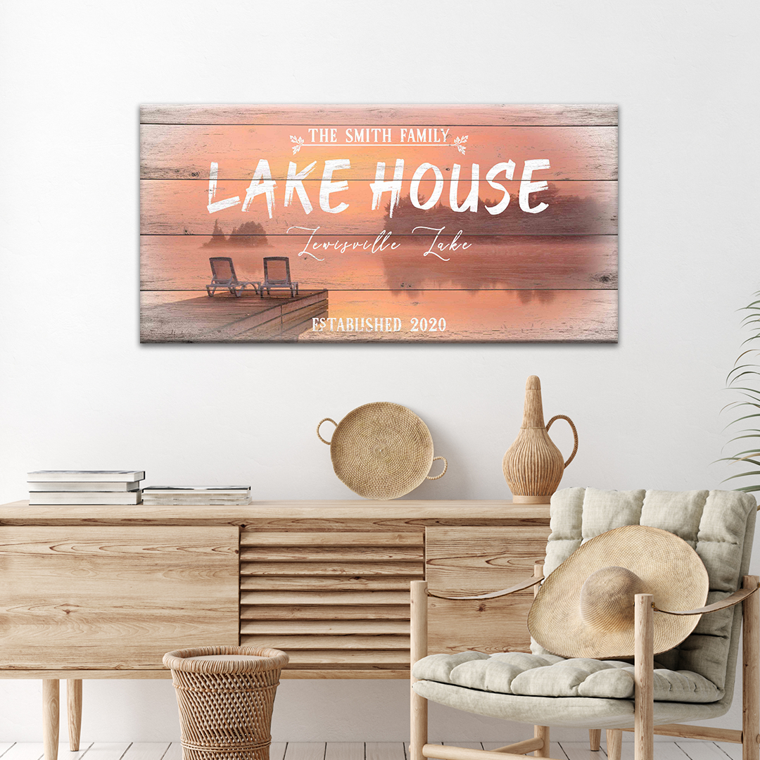 Vintage Lake House Sign crafting canvas with wood planks on Tampa Home & Garden Store