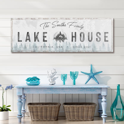 Family Lake House Sign II canvas wall art with white finish by Tailored Canvases on Tampa Home & Garden Store