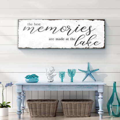 Best Memories At The Lake Sign Canvas by Tailored Canvases, distressed script on crafting canvas on Tampa Home & Garden Store