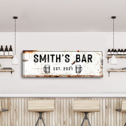 Family Bar Rustic Sign canvas by Tailored Canvases, weathered metal-look sign with beer mugs on Tampa Home & Garden Store