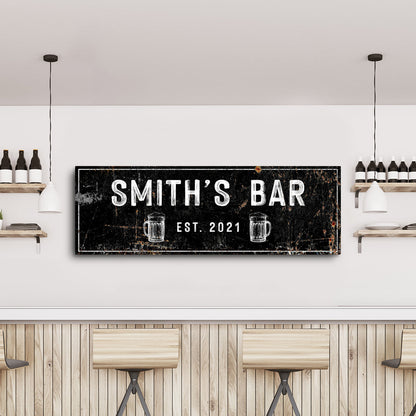 Family Bar Rustic Sign canvas with distressed black surface and white lettering on Tampa Home & Garden Store