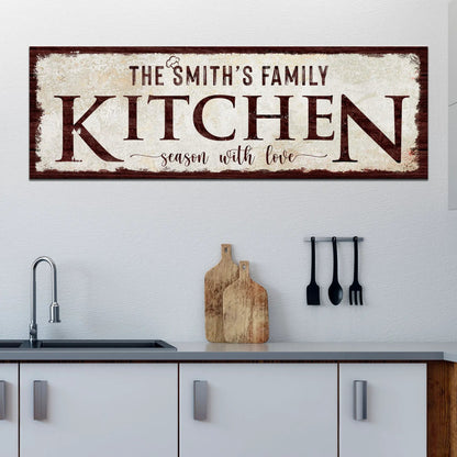 Family Kitchen Sign IV canvas by Tailored Canvases with rustic distressed lettering on Tampa Home & Garden Store