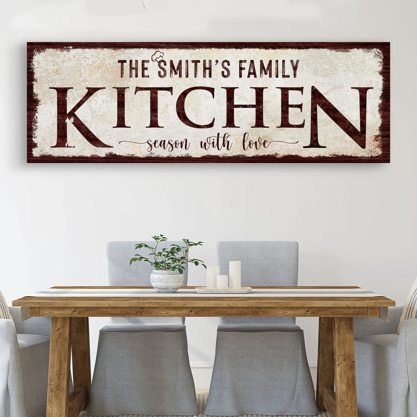 Family Kitchen Sign IV canvas wall art rustic lettering Tailored Canvases on Tampa Home & Garden Store