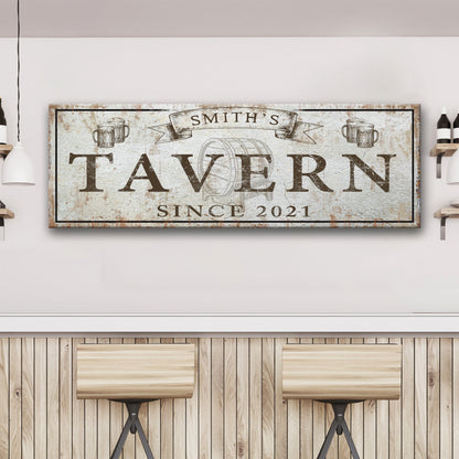 Family Tavern Sign canvas by Tailored Canvases with distressed tavern motif and beer mugs on Tampa Home & Garden Store