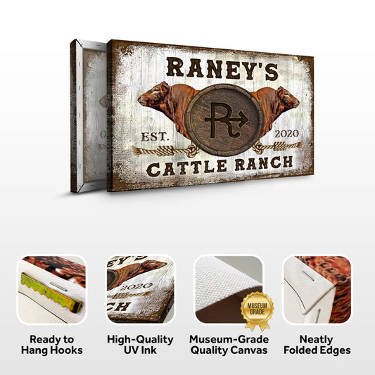 Cattle Brand Limousin Sign canvas by Tailored Canvases with rustic wood panel and rope accents on Tampa Home & Garden Store