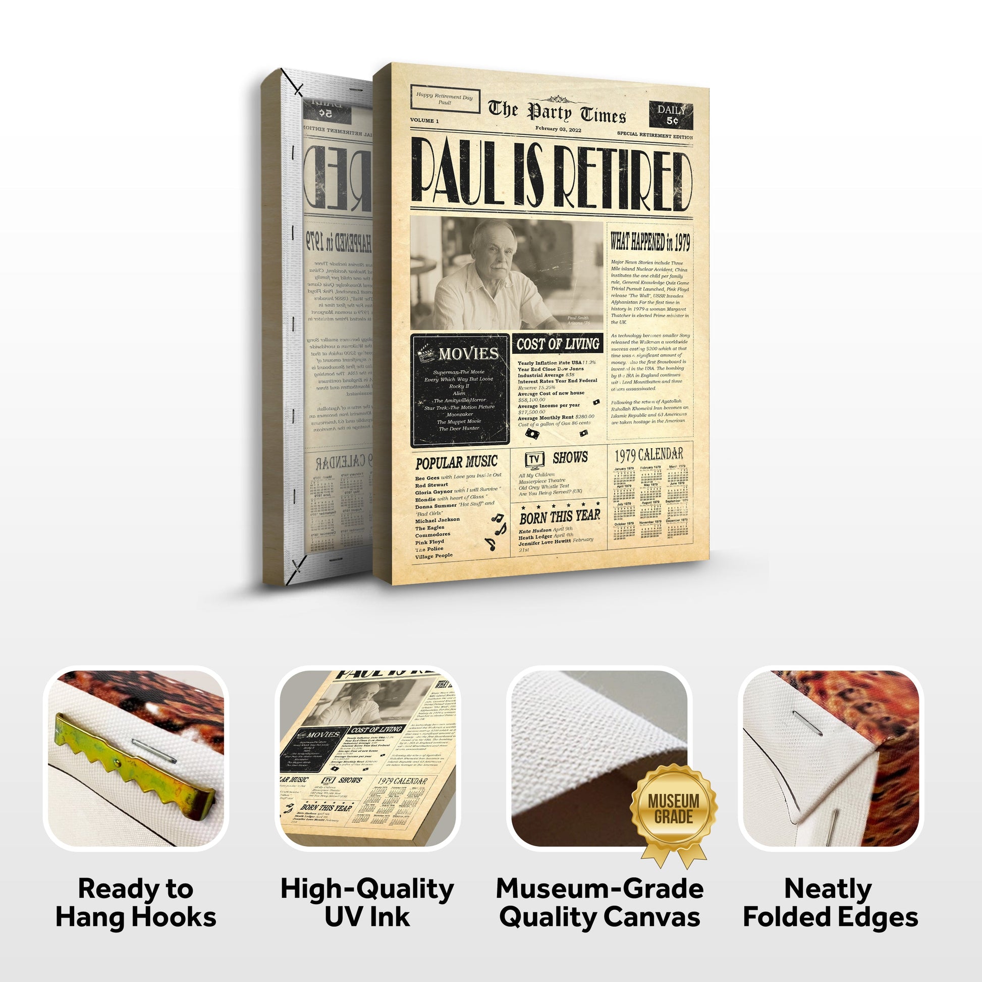 Newspaper retirement gift sign crafting canvas Tailored Canvases vintage front-page print on Tampa Home & Garden Store