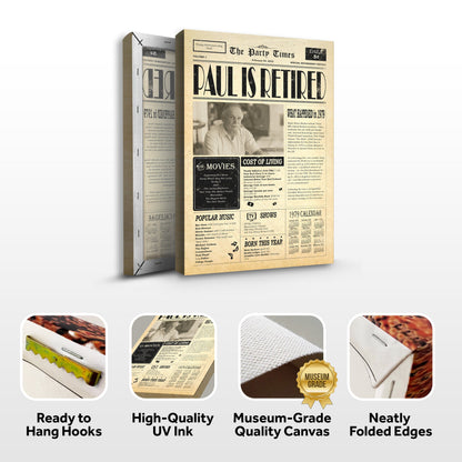 Newspaper retirement gift sign crafting canvas Tailored Canvases vintage front-page print on Tampa Home & Garden Store
