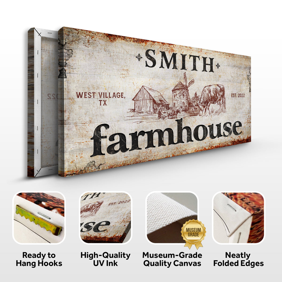 Family Farmhouse Sign II canvas with rustic wood panel, warm tones by Tailored Canvases on Tampa Home & Garden Store