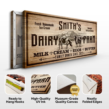 Dairy Farm Sign II canvas by Tailored Canvases, rustic wood grain vintage dairy ad on Tampa Home & Garden Store