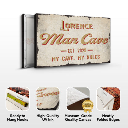 My Cave My Rules Man Cave sign canvas by Tailored Canvases on Tampa Home & Garden Store