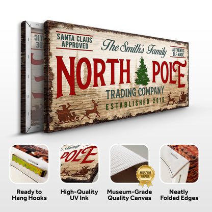 Christmas Trading Co Sign canvas by Tailored Canvases with rustic North Pole motif on Tampa Home & Garden Store