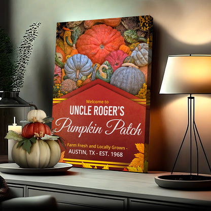 Pumpkin Patch Sign V canvas crafting sign by Tailored Canvases featuring a pumpkin collage on Tampa Home & Garden Store