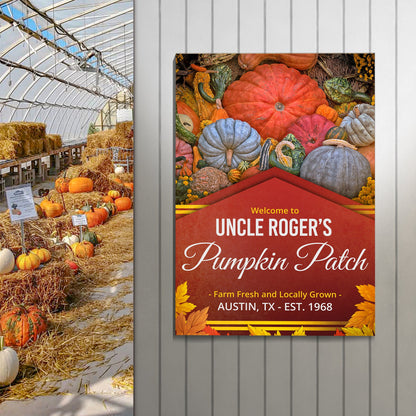 Pumpkin Patch Sign V canvas by Tailored Canvases, autumn pumpkin display for crafting canvas on Tampa Home & Garden Store